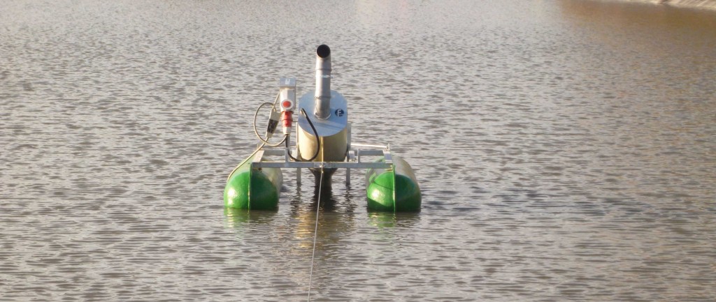 Airport lagoon installation showing electrical cable restraint