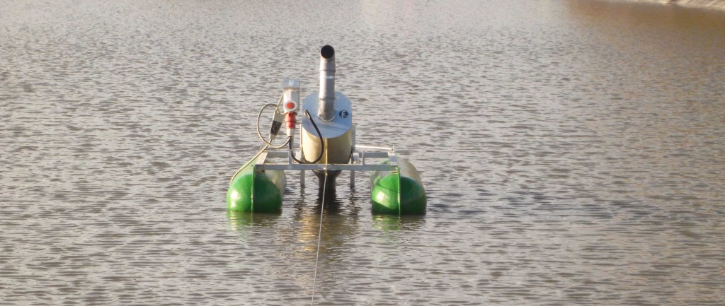 Airport lagoon installation showing electrical cable restraint