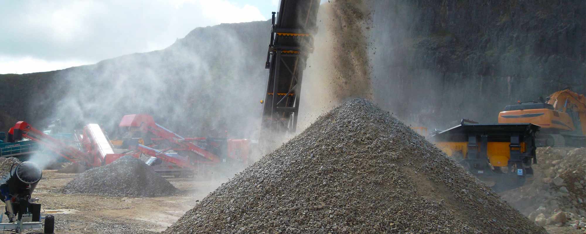 Dust suppression during stone crushing operations